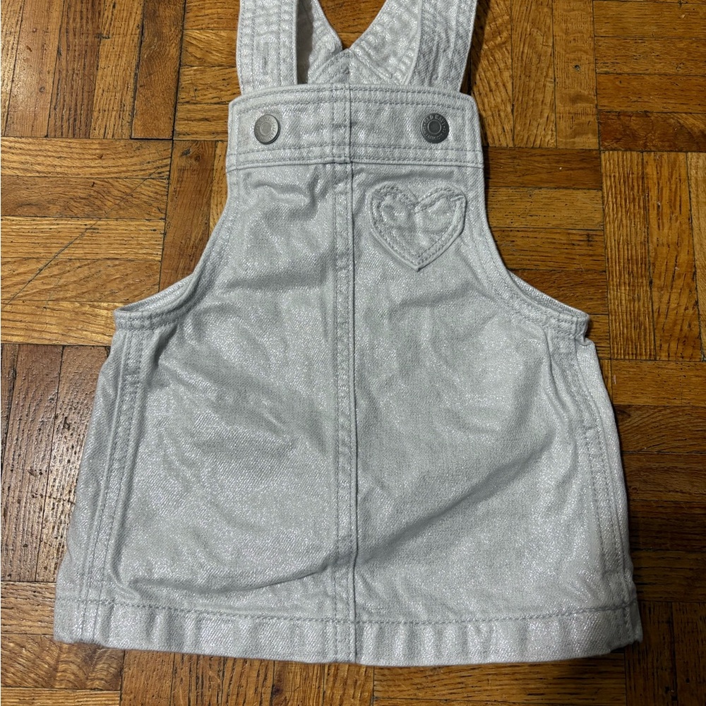 Kids White Denim Overall Skirt
